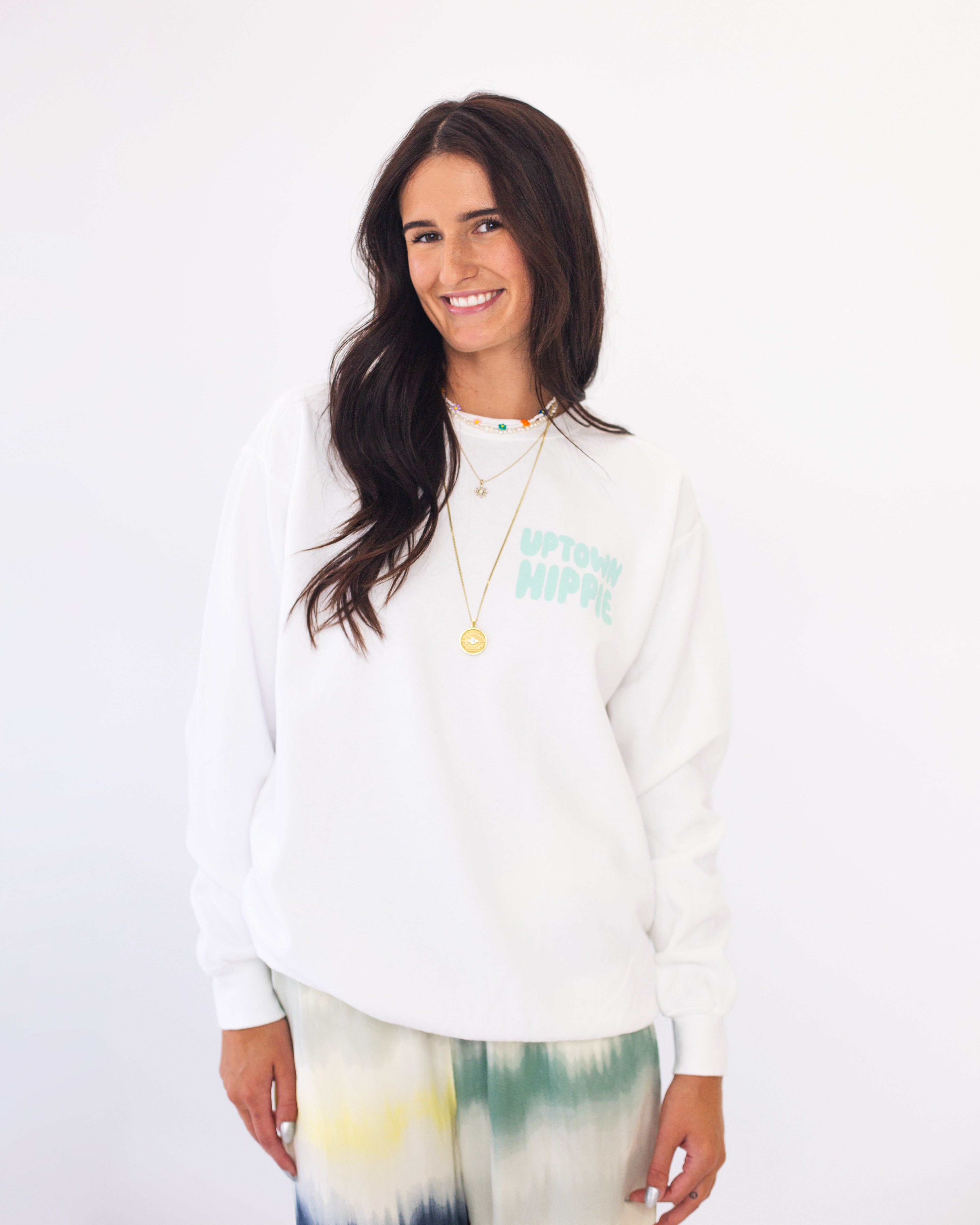 Uptown Hippie Floaty Sweatshirt (White)