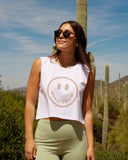 Desert Bum Crop Tank Top (White)