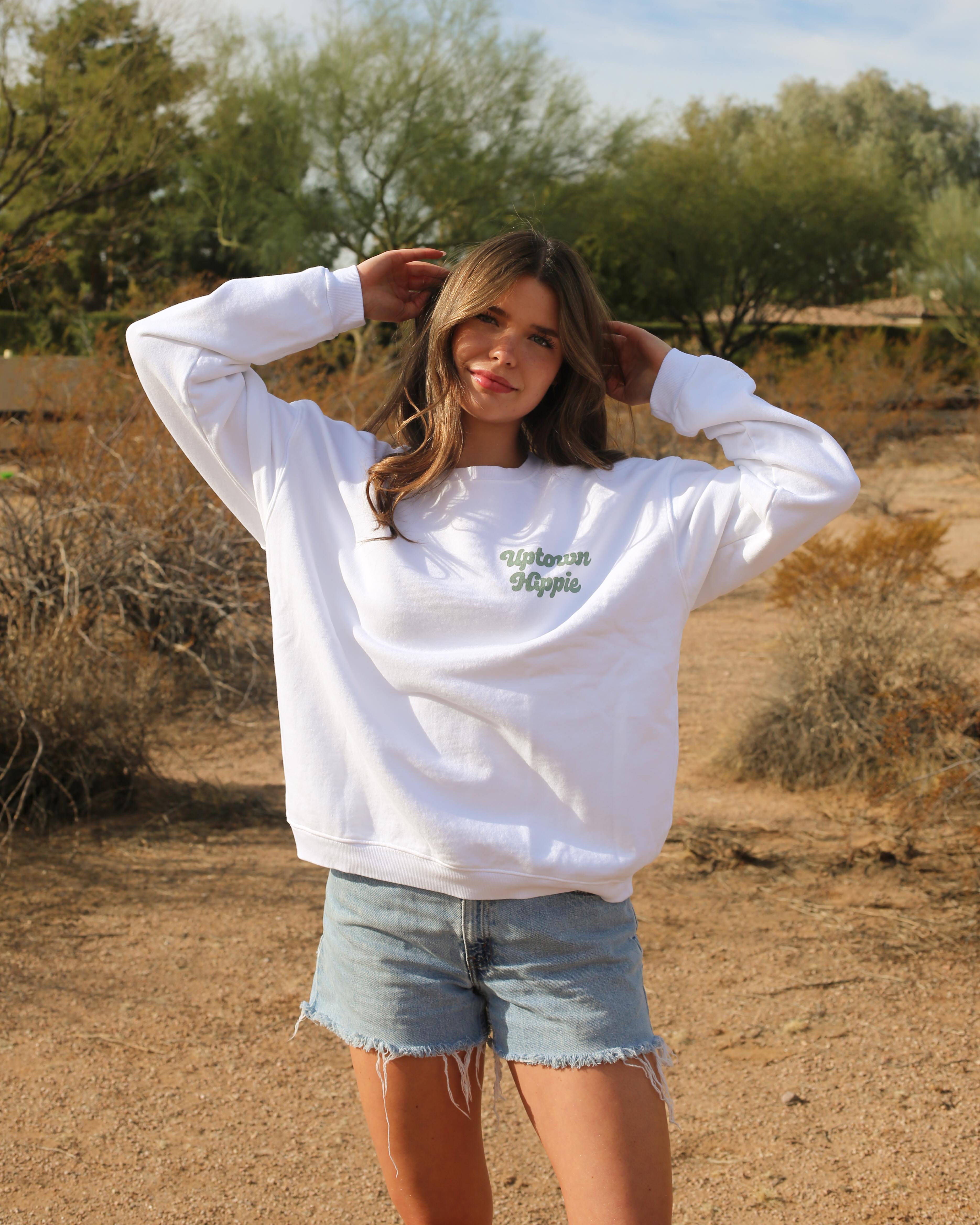 Uptown Hippie Crewneck | White