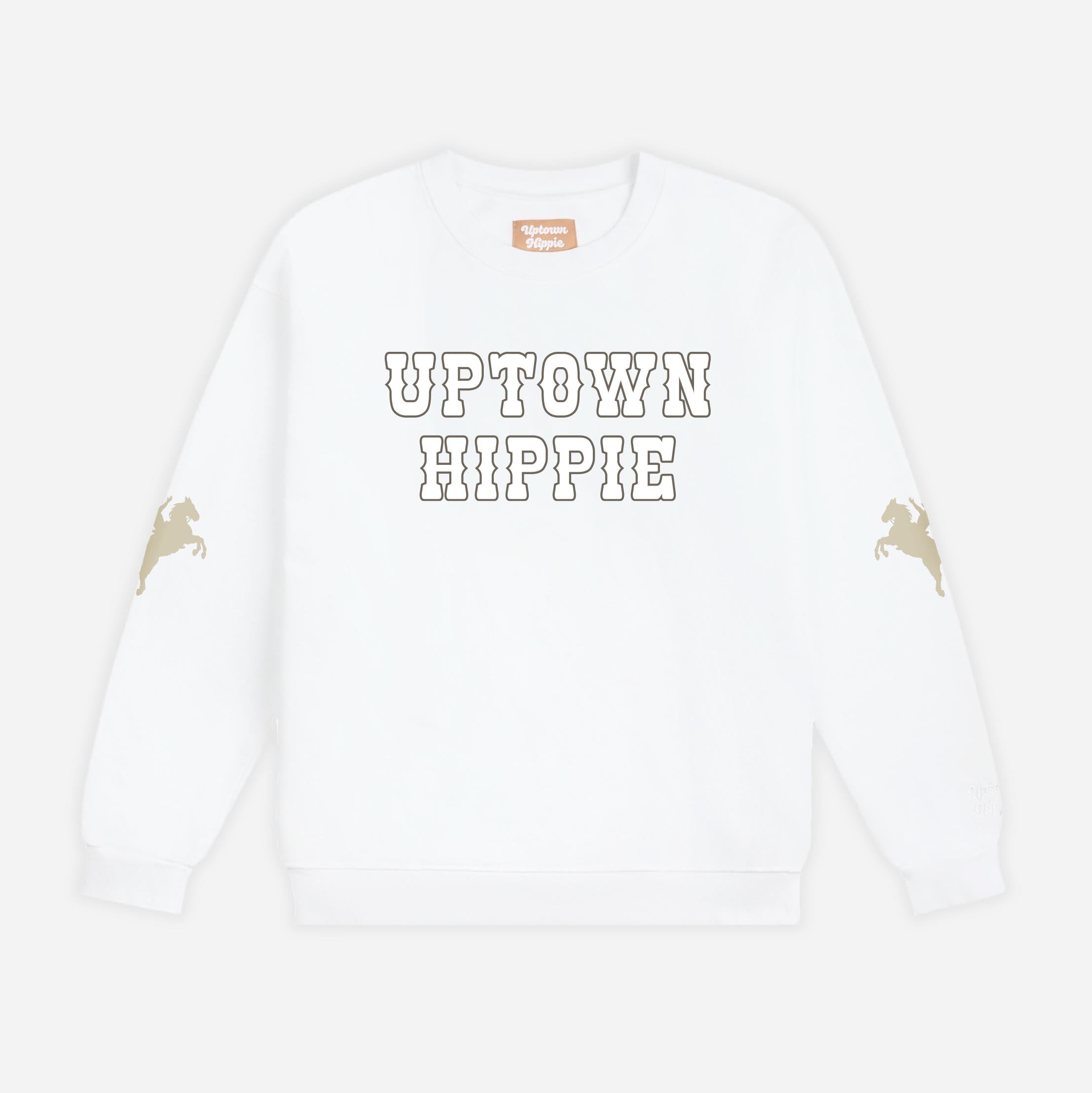 Western Uptown Hippie Crewneck | White