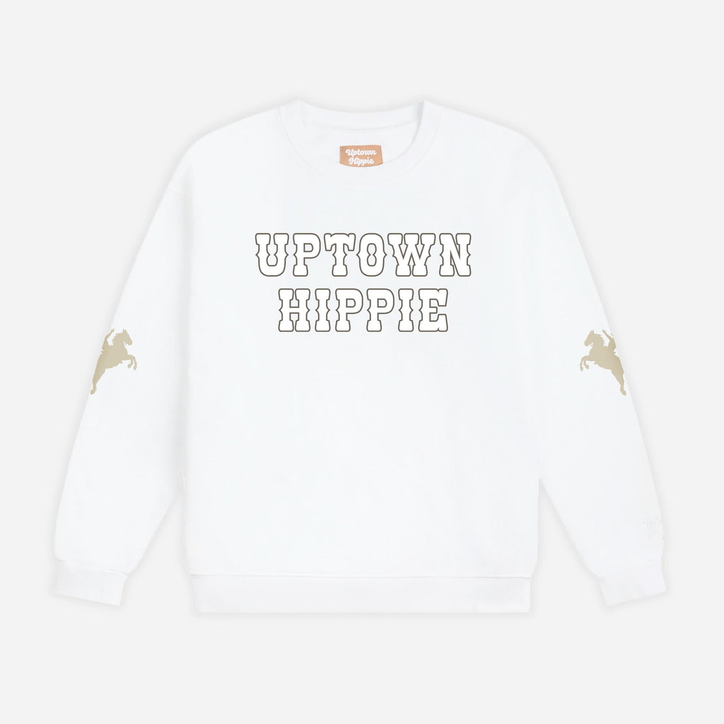 Western Uptown Hippie Crewneck | White