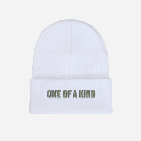 One Of A Kind Beanie (White + Green)