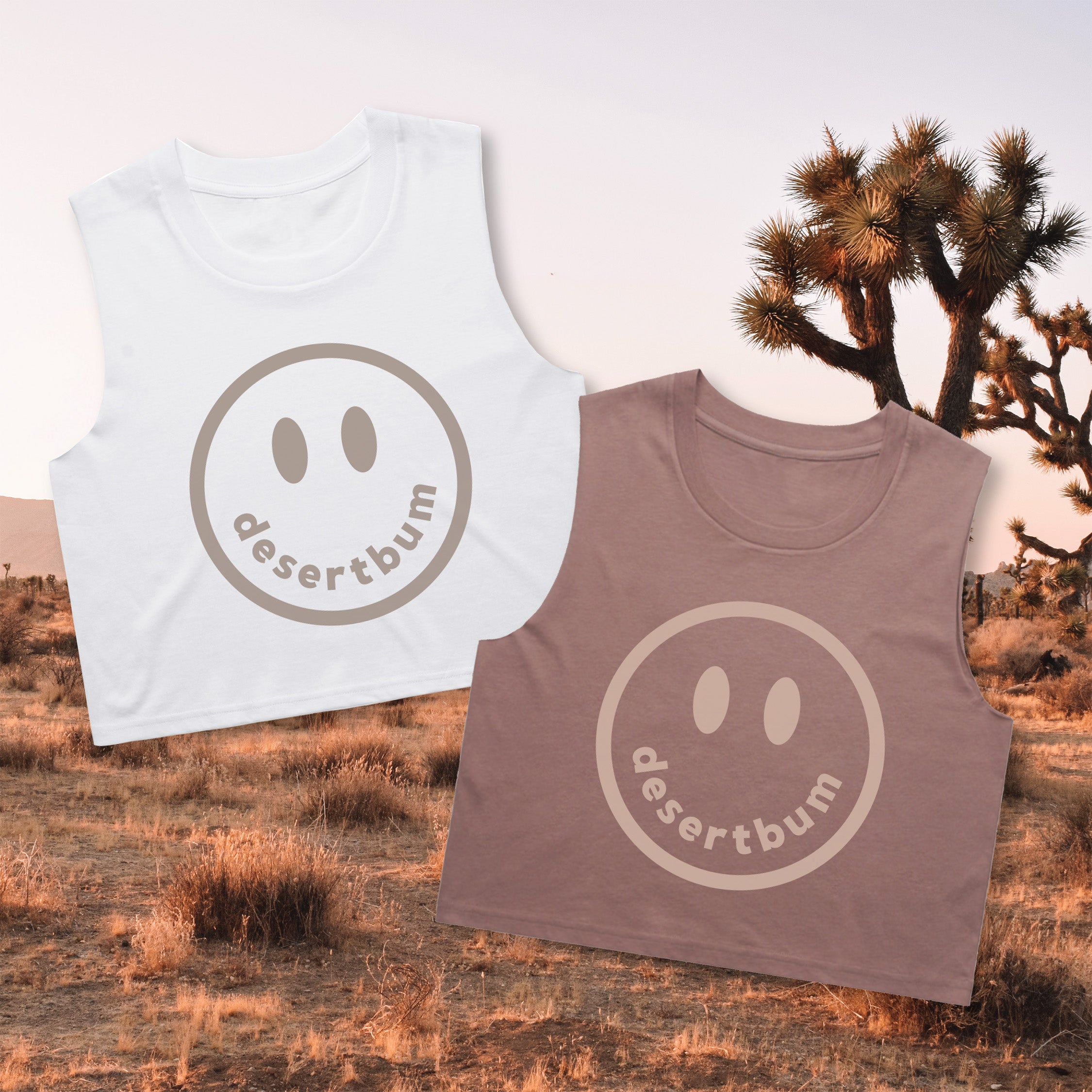 Desert Bum Crop Tank Top (White)