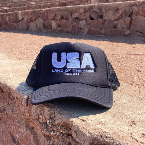 USA, Land of the Free Trucker Hat (Black)